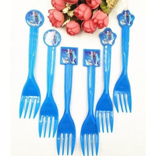10pcs/set Elsa and Anna Disposable Plastic Forks Birthday Decoration Kids Babyfavor Cartoon Supplies Favors Set