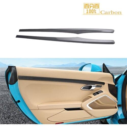 100% Carbon Car Accessories Interior Decorative For 718 Door Trim Strip Plain Weave Carbon Fiber 2 Pieces