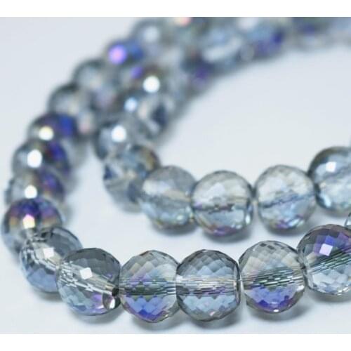 20pcs 10x8mm Half purple plated colors Crystal Glass Round Cut Faceted Beads For Craft Crystal Curtain DIY Making