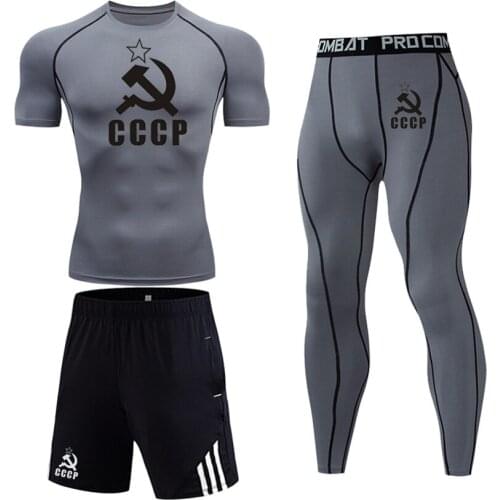 2021 Short Sleeve Compression Sportswear Suits Gym Tights Training Clothes Workout Jogging Sports Set Running Rashguard For Men