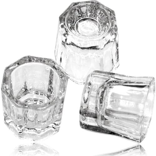3pcs Mini Acrylic Liquid Glass Clear Transparent Octagonal Cup For Nail Brush Cleaning Crystal Glass Dipping Dish Cup Small Size