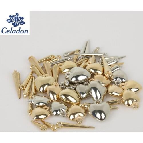 30-200PCS Plastic CCB Charm Pendant Beads, Gold/Rhodium Color multi shapes Pendant For DIY Fashion Necklace Jewelry Findings
