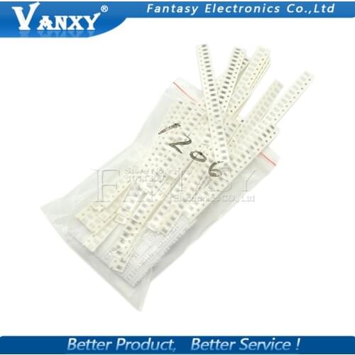 36Value * 20pcs =720pcs 1206 SMD Resistor Kit 1/4W 0.25W 5% 1 ohm~10 Mohm component diy kit new and original