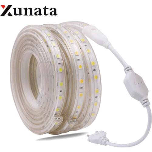 5050 LED Strip 220V EU 60LEDs/m Waterproof IP67 High Safety High Brightness Flexible LED Light Lamp For Home Decoracion