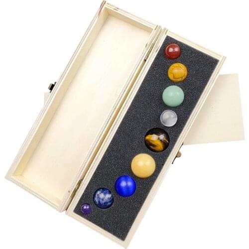 Nine Planets Natural Crystal Spheres Solar System Round Ball Bead Gemstone Ore Specimen Collection Ornaments Home Decor Gift