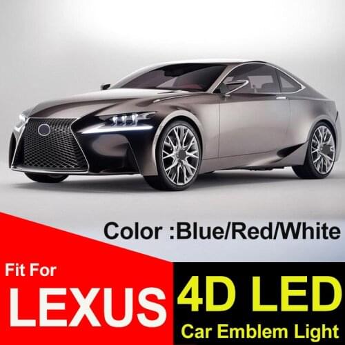 Accessory 4D Car Emblem Light Badge Cvoers Auto Logo Lamp for GS300 ES300 ES240 DS350 LS270 RX450h CT200h EX250 White/Blue/Red