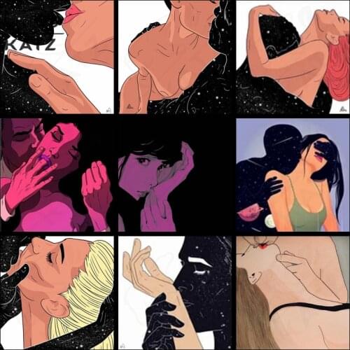 Couples Diamond Picture Diy Painting Cartoon Character Embroidery Cross Gift Sweet Kiss Mosaic Cross Stitch Home Decoration