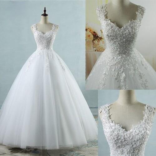Ball Gowns Spaghetti Straps White Ivory Tulle Bridal Dress For Wedding Dresses 2021 Pearls Marriage Customer Made A270