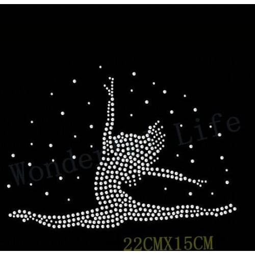 Free shipping Gymnastic ballet split splash iron-on rhinestone diamante bling transfer