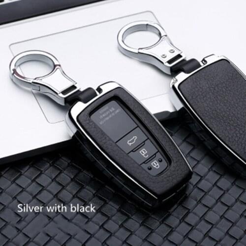 Alloy Leather styling Car Key case cover holder For Toyota CHR C-HR Prado Camry Avalon Prius Corolla RAV4 2/3/4 Button key bag