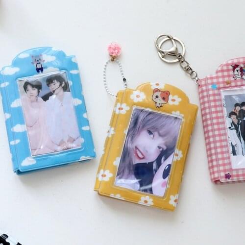 32 pockets Photo Album Card Holder Keychain Korean Photocards Case 3 Inch Portable Cute Kawaii Photo Collection Storage Book