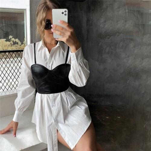 CHRONSTYLE 2021 Sleeveless PU Leather Sexy Tank Women Tube Tops Black Fashion Party Wrap Fall Winter Corset Breast Vest Clubwear