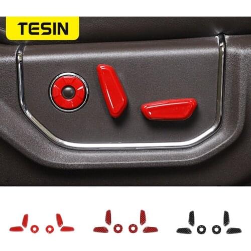 TESIN Electric Seat Adjustment Button Decoration Cover Stickers for Ford F150 2015 2016 2017 2018 2019 2020 2021 Car Accessories