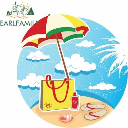 EARLFAMILY 13cm x 12.8cm For Summer Beach Scratch-Proof Car Stickers Fashion Decal Waterproof Suitable for VAN RV SUV Decor