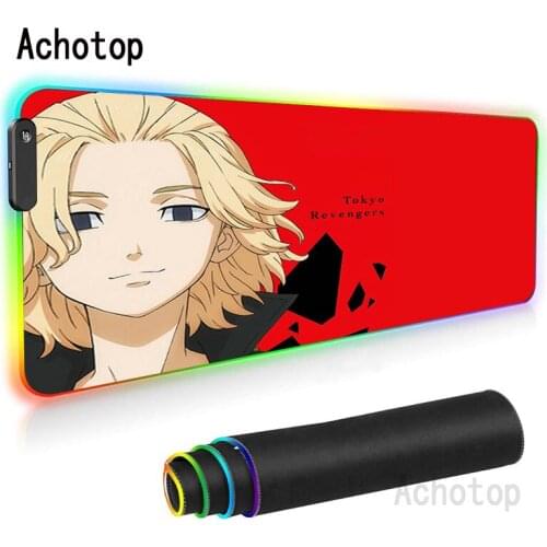 RGB Gaming Mouse Pad Large Mousepad LED Anime Mause Pad PC Gamer Tokyo Revengers Mouse Carpet Big Mause Pad Desk Pad Mats