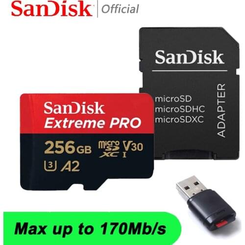 Original SanDisk Micro SD Card Up to 170MB/s Extreme Pro 128GB 64GB 256GB A2 V30 U3 TF Card 32GB A1 Memory Card With SD Adapter