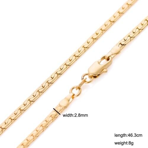 2016New fashion Elegant Feminine snake beads gold chain for women 18inch 2mm 1 Gold Color GP filled chokers Chain Necklace