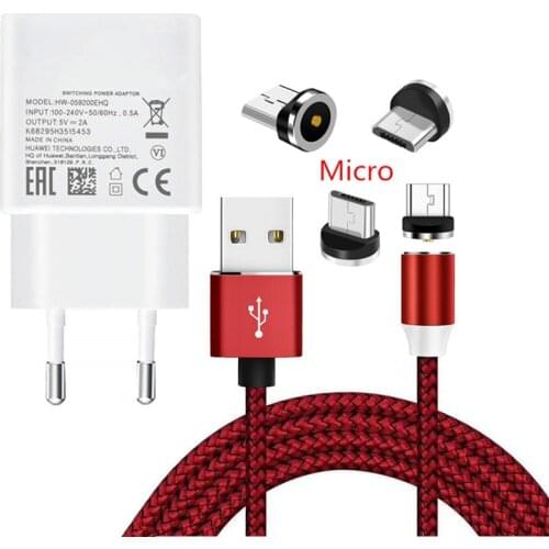 Magnetic Micro USB Charge Cable For Samsung Galaxy A6 A7 2018 J7 J3 A2 Core Huawei honor 8A LG G4 W30 Phone charger Wall adapter