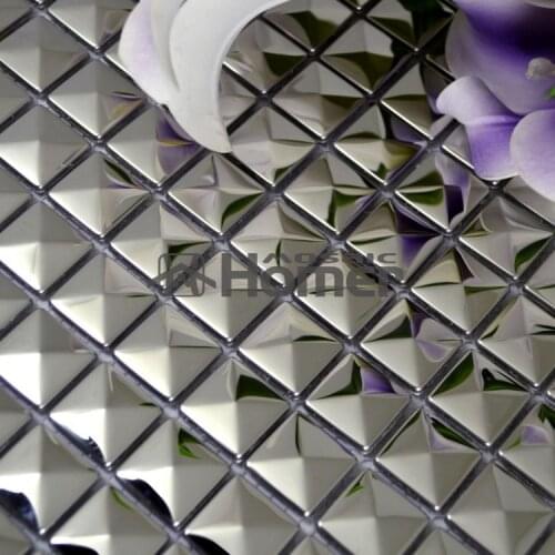 20x20mm silver stainless steel metal mosaic tile small pyramid design metal mosaic for wall tiles HME8045