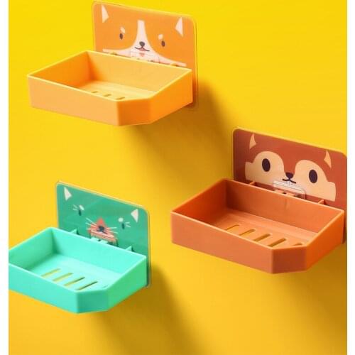 Cartoon soap box bathroom shelf storage soap box drain soap box toilet free punch soap box drain soap holder wall soap dish