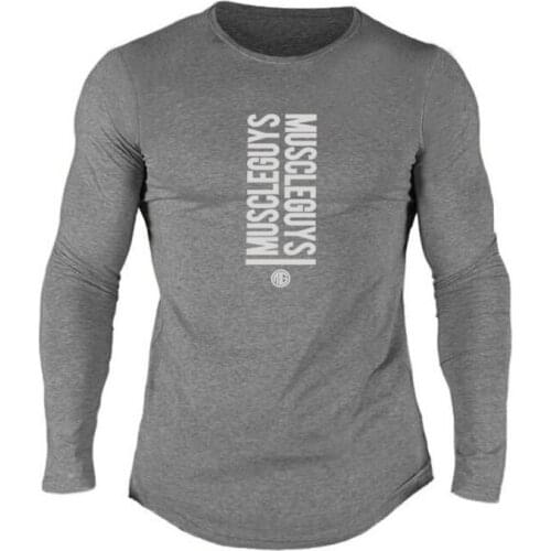 Muscleguys New Fashion High Quality Sportswear T-shirt Men long Sleeve Fitness Tee shirt Mens Gyms Tshirt Bodybuilding T-shirt