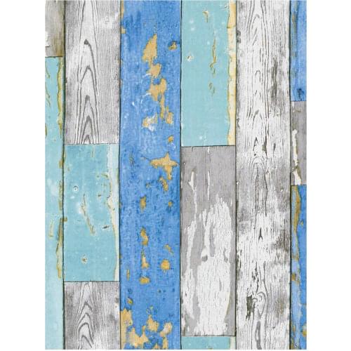 Peel and Stick Wood Plank Wallpaper Blue/Gray/Brown Vinyl Self Adhesive Wall Paper Design for Walls Bathroom Bedroom Home Decor