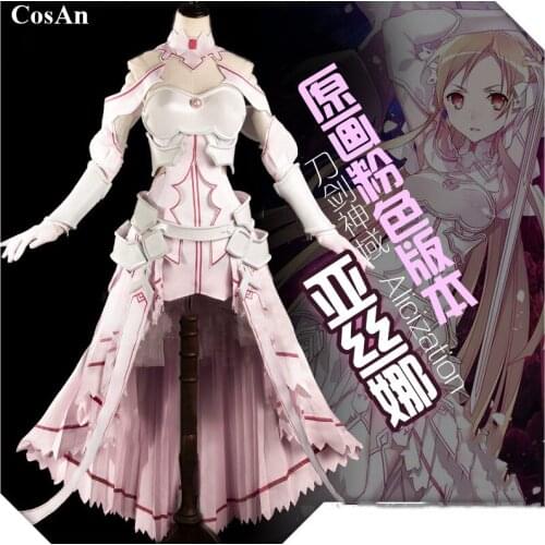 New Anime Sword Art Online Alicization Yuuki Asuna Cosplay Costume Gorgeous Dress Female Activity Party Role Play Clothing S-XL