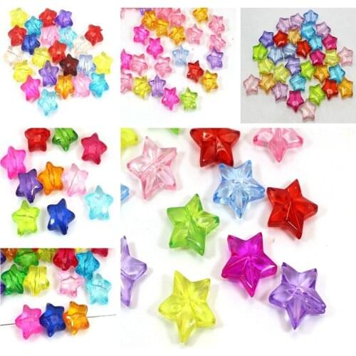Craft DIY Mixed Colour Transparent Acrylic Star Charm Beads 11mm-28mm