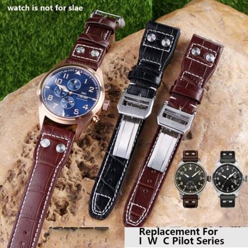 First layer solft genuine leather watch band for Pilot Strap, Portofino Portuguese Chronograph Leather Watch Strap 22mm