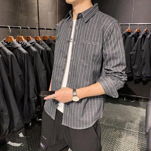 Male Clothing Camisa Fashion Men Slim Fit Long Sleeve Muscle Shirt Casual Tops Trendy Vertical Striped Shirt Streetwear Cemebrit