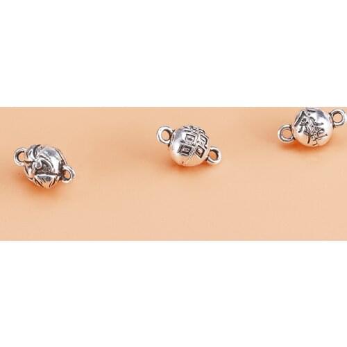 S925 sterling silver magnet clasp retro double happiness vows magnet buckle rest is your bracelet necklace clasp