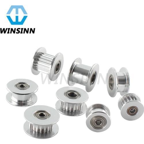 GT2 Idler Pulley 16 20 Teeth Toothless 3mm 4mm 5mm 8mm Bore 6mm 10mm Width Timing Belt Pulley Wheel Aluminum for 3D Printer