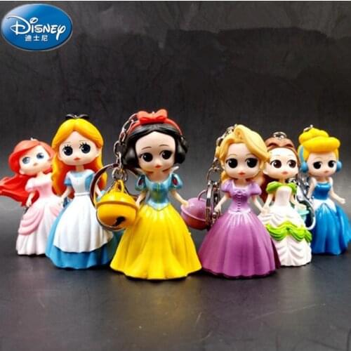 Disney Cartoon Mermaid Cinderella Belle Long Hair Princess Series Environmental PVC Keyboard Bag and Hanger Childrens Toys