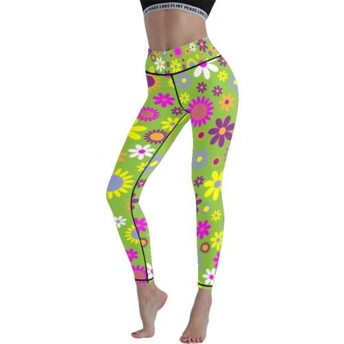 Fresh Little Daisy Casual High Waist Seamless Yoga Pants Leggings Womens Gym Sports Stretch Running Nine-point Pants Tightpants