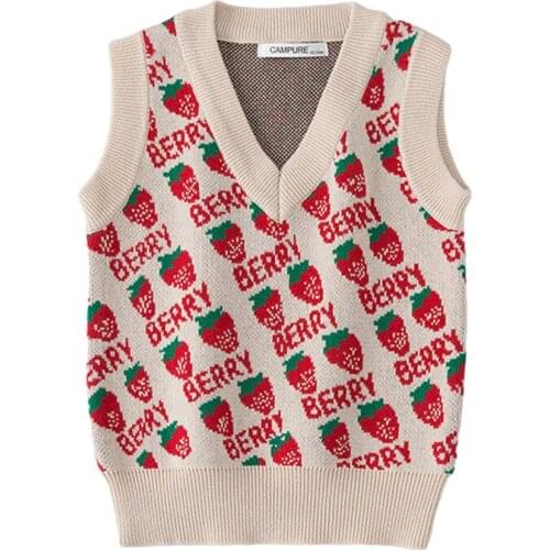 Toddler Baby Girls Sleeveless Sweater Vest Fashion Childrens Clothing Strawberry Pattern Baby Girls Boys Knitting Vest Coat Top