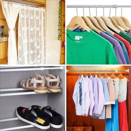 Extending Telescopic Pole Spring Net Shower Curtain Rod Rail Hanger Window Spring Tension Curtain Rod Adjustable