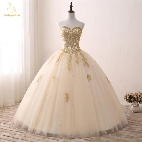 Bealegantom 2019 New Real Photo Sweetheart Quinceanera Dresses Ball Gown Beads Crystal Sweet 16 Dress Vestidos De 15 Anos QA1303