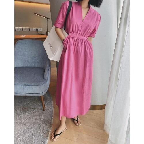 2021 Womens Pink Midi Long Maxi Summer Dress Robe Za Woman Casual Party Sundresses Y2k Light Clothing Evening Urban Gothic Boho