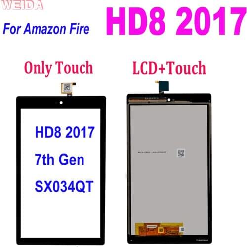 For Amazon Kindle Fire HD8 2017 HD 8 2017 7th Gen SX034QT LCD Display Touch Screen Digitizer Assembly Replacement Free Tools
