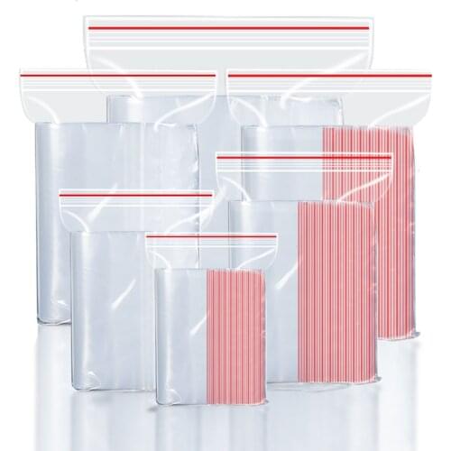 100pcs Transparent Self Sealing Sachet Zip Zipper Lock Plastic Bags 4*6/6*8/8*12/12*17cm Clear Ziplock Bag For Jewelry Packaging