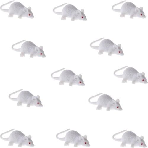 12pcs Small Plastic Animals White Mouse Model Figures Children Preschool Toy