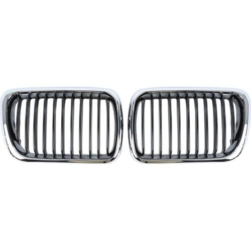 2 pcs Plating Front Kidney Double Slat Racing Grills Grille Fit For BMW E36 3-series (318i 320i 323i 325i) / M3 4 Door 1997-1999