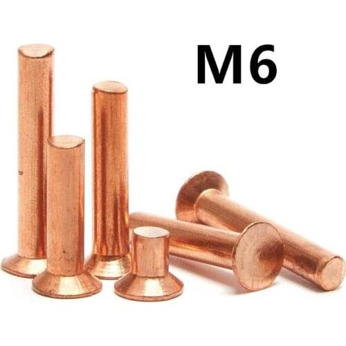 50PCS M6x8/10/12/14/16/18/20/25/30/35/40mm DIN661 GB869 Copper Countersunk Head Rivets