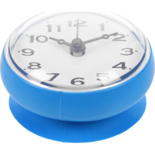7cm Waterproof Kitchen Bathroom Shower Water Clock Suction Cup Sucker Wall Clock Blue