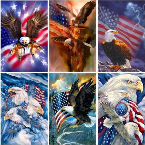 5D Diy Diamond Art Painting Kits American Flag Diamond Embroidery Sale Animal Eagle Mosaic Pictures Of Rhinestones Home Decor