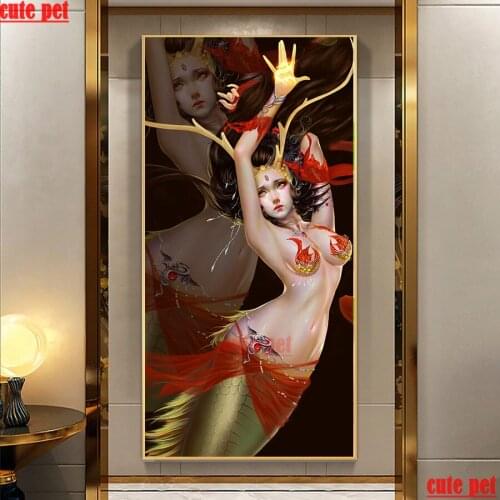 Cute pet Diamond Embroidery DIY Needlework Antlers mermaid 5D Diamond Painting Cross Stitch Full Mosaic puzzle Home Decor gift