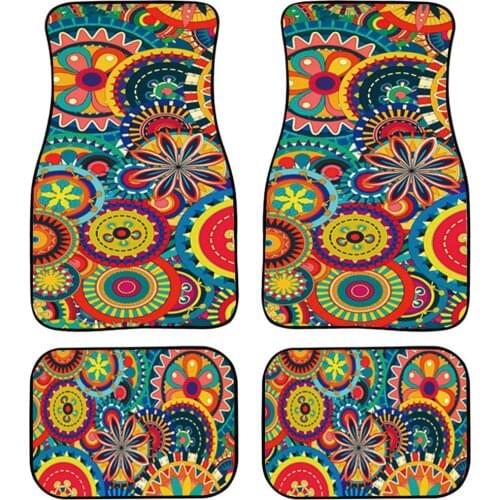 Car Floor Mats Carpets Rugs Trendy Aztec in Brown Rubber Backed All Weather Foot Mat Vehicle Floor Protector Cushion