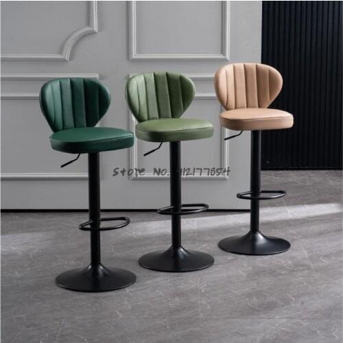 Bar Stools Nordic Lift Rotating Modern Minimalist Backrest Bar Stools Light Luxury Home Bar Chairs Iron High Chairs