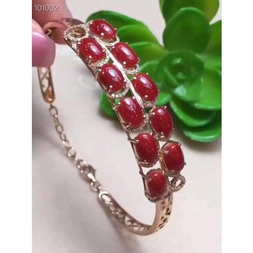 KJJEAXCMY boutique jewelry 925 Silver Embedded Natural Ruby Coral Bracelet Support Detection