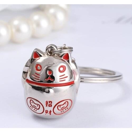 3D Lukey cat keychain fortune cat key chain high quality Maneki Neko keychain key holder creative portachiavi bag charm